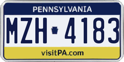 PA license plate MZH4183