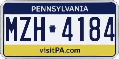 PA license plate MZH4184