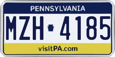 PA license plate MZH4185