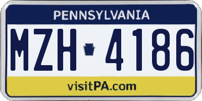 PA license plate MZH4186