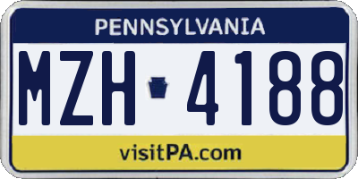 PA license plate MZH4188