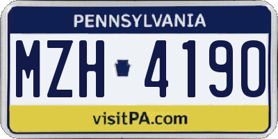 PA license plate MZH4190