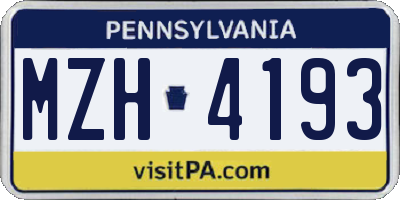 PA license plate MZH4193