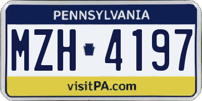 PA license plate MZH4197