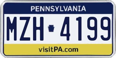 PA license plate MZH4199