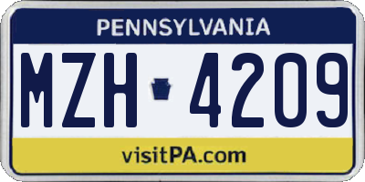 PA license plate MZH4209