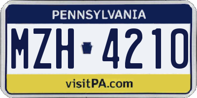 PA license plate MZH4210