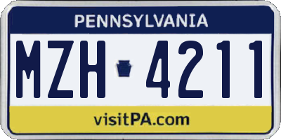 PA license plate MZH4211