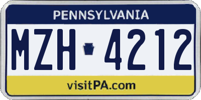 PA license plate MZH4212
