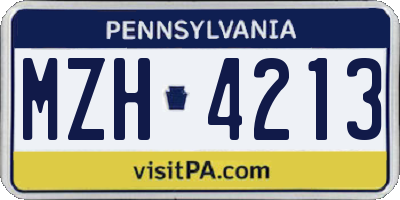PA license plate MZH4213