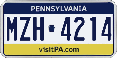PA license plate MZH4214
