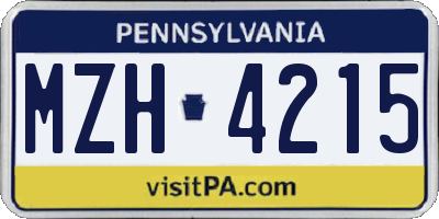 PA license plate MZH4215