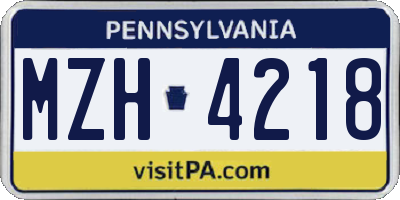 PA license plate MZH4218