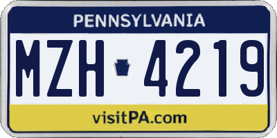PA license plate MZH4219