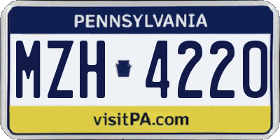 PA license plate MZH4220