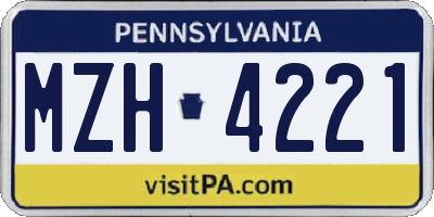 PA license plate MZH4221