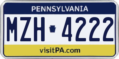 PA license plate MZH4222