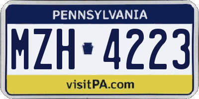 PA license plate MZH4223