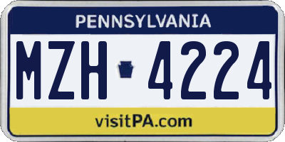 PA license plate MZH4224