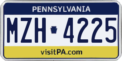 PA license plate MZH4225
