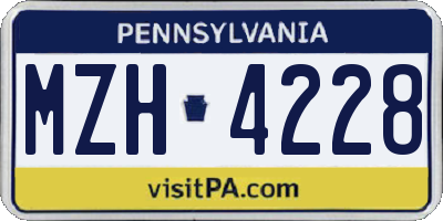 PA license plate MZH4228