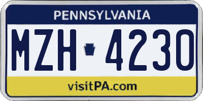PA license plate MZH4230