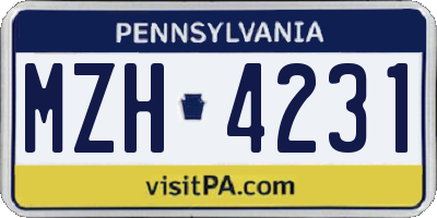 PA license plate MZH4231