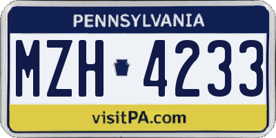 PA license plate MZH4233