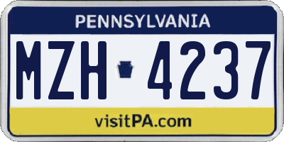 PA license plate MZH4237