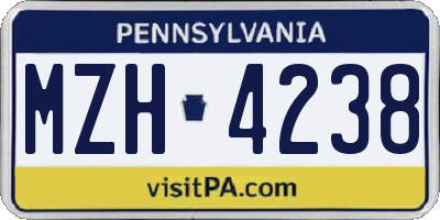 PA license plate MZH4238