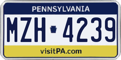 PA license plate MZH4239
