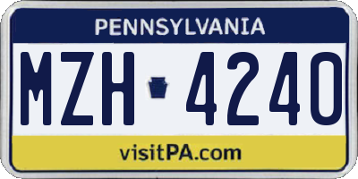 PA license plate MZH4240