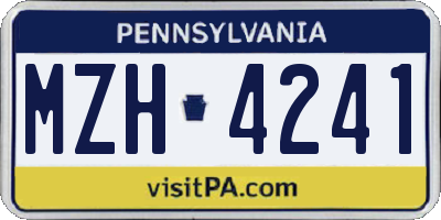 PA license plate MZH4241
