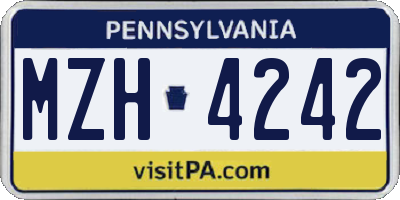 PA license plate MZH4242