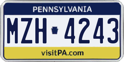 PA license plate MZH4243