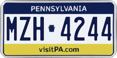PA license plate MZH4244