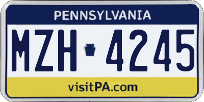 PA license plate MZH4245