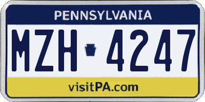 PA license plate MZH4247