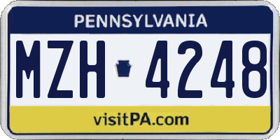 PA license plate MZH4248