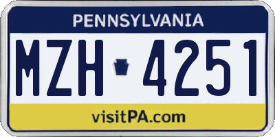 PA license plate MZH4251