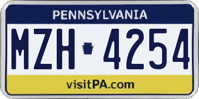PA license plate MZH4254