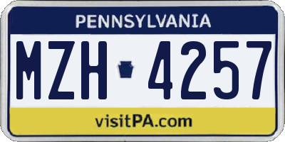 PA license plate MZH4257
