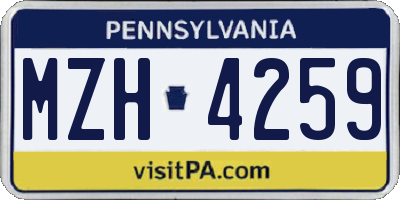 PA license plate MZH4259