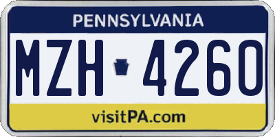 PA license plate MZH4260