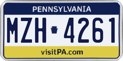 PA license plate MZH4261