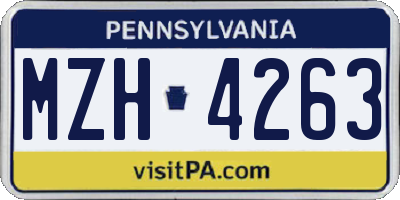 PA license plate MZH4263