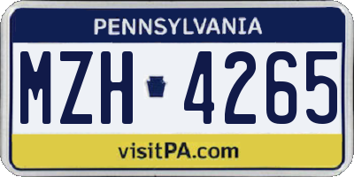 PA license plate MZH4265