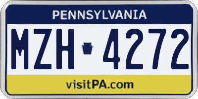 PA license plate MZH4272