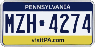 PA license plate MZH4274
