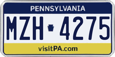 PA license plate MZH4275